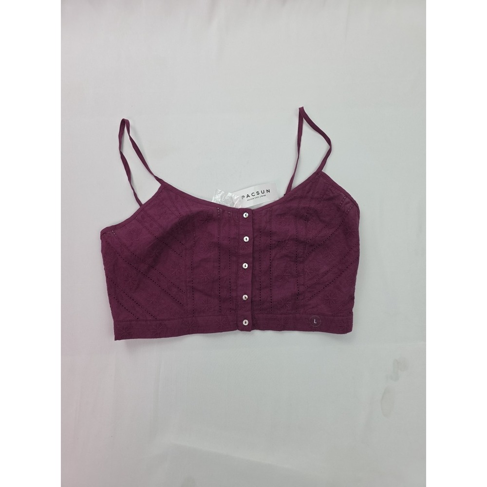 Pacsun Kendall & Kylie Crop Top Tank Top Large Burgundy Red Straps NWT